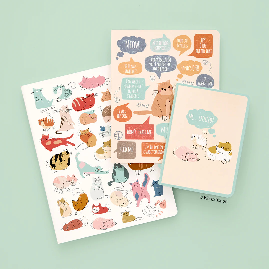 WerkShoppe If Cats Could Talk Stitched Notebook Set