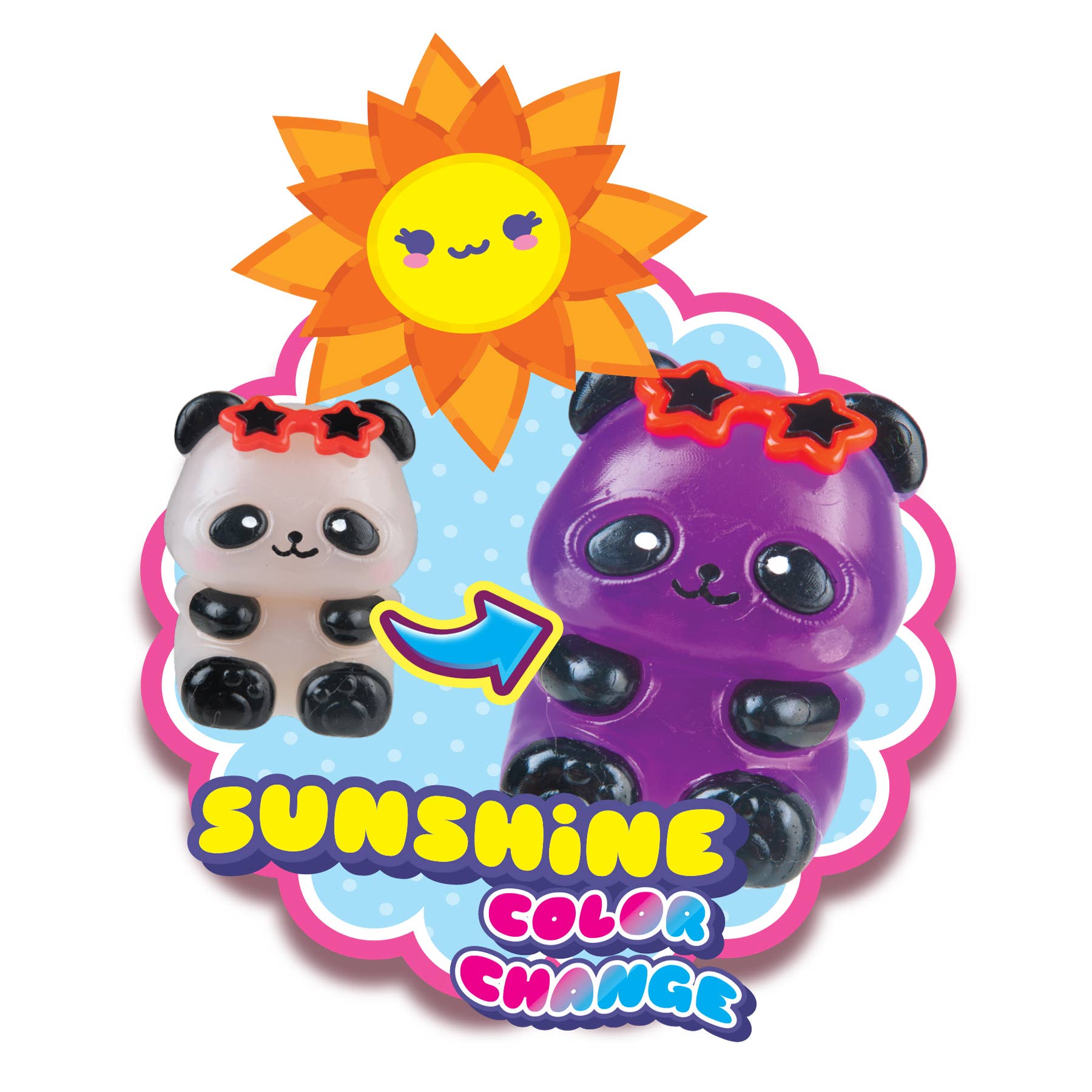 Sunshine Surprise Pets color-changing panda toys transforming from white to purple with sun