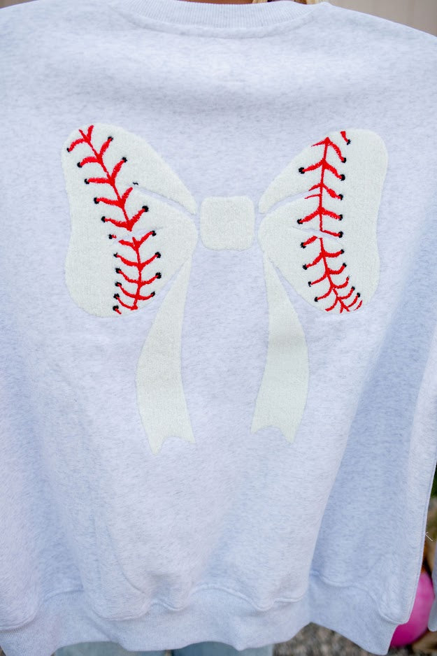 Baseball Bows Crewneck - Buttercup Lynne Boutique