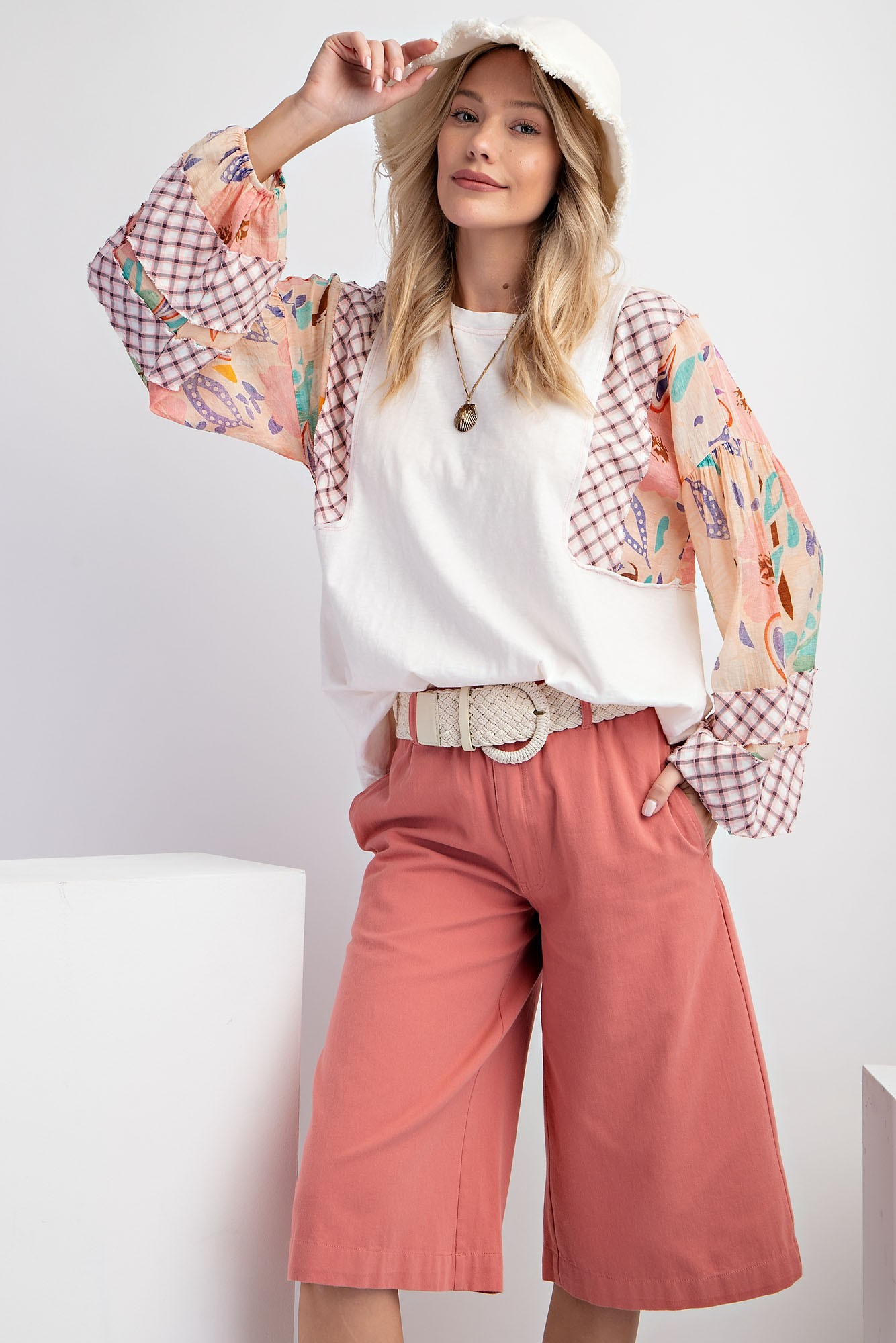Wild For You Mixed Print Top - Buttercup Lynne Boutique