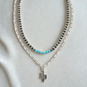 Cactus Turquoise Layered Necklace – Cowgirl Chrome Style | Buttercup Lynne