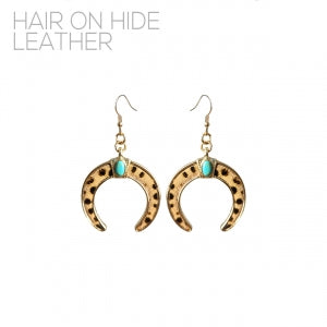 Cowhide Bullhorn Western Earrings