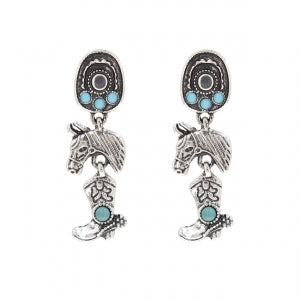 Western Turquoise Charm Dangle Earrings
