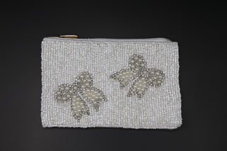 White Bow Beaded Coin Pouch - Buttercup Lynne Boutique