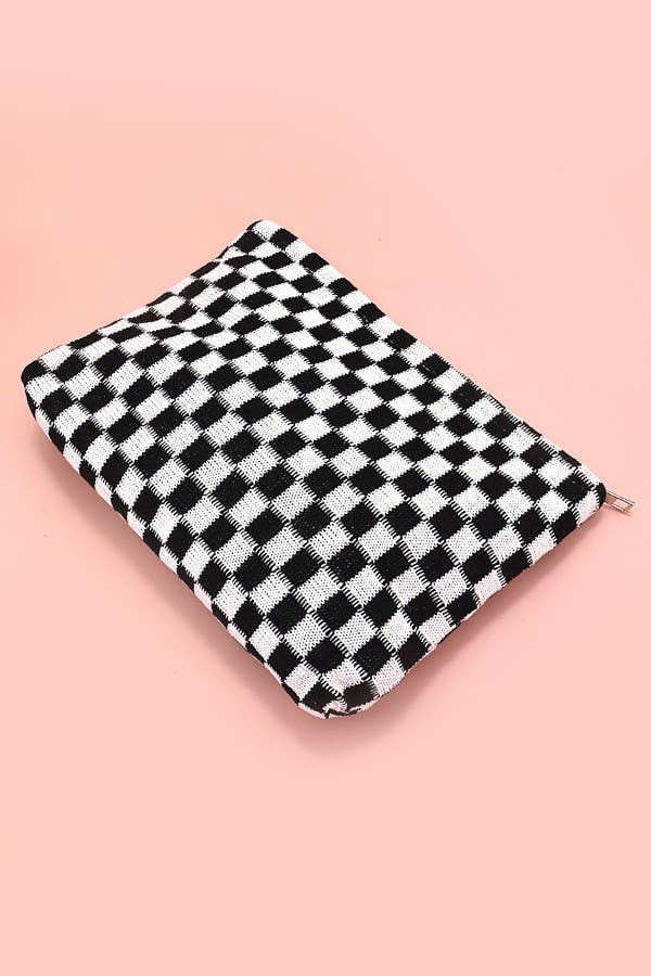 Checkered Cosmetic Makeup Pouch Clutch Bag - Buttercup Lynne Boutique
