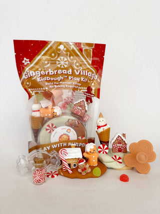 Gingerbread Village KidDough Play Kit with dough, figurines, candy canes, and accessories