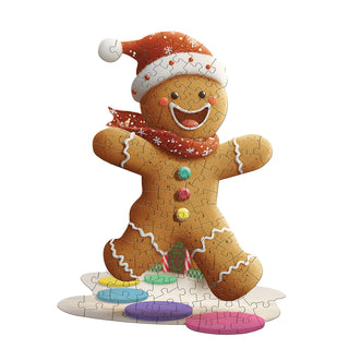 Maddcap I Am Lil' Gingerbread Man 100-piece shaped jigsaw puzzle with festive holiday design