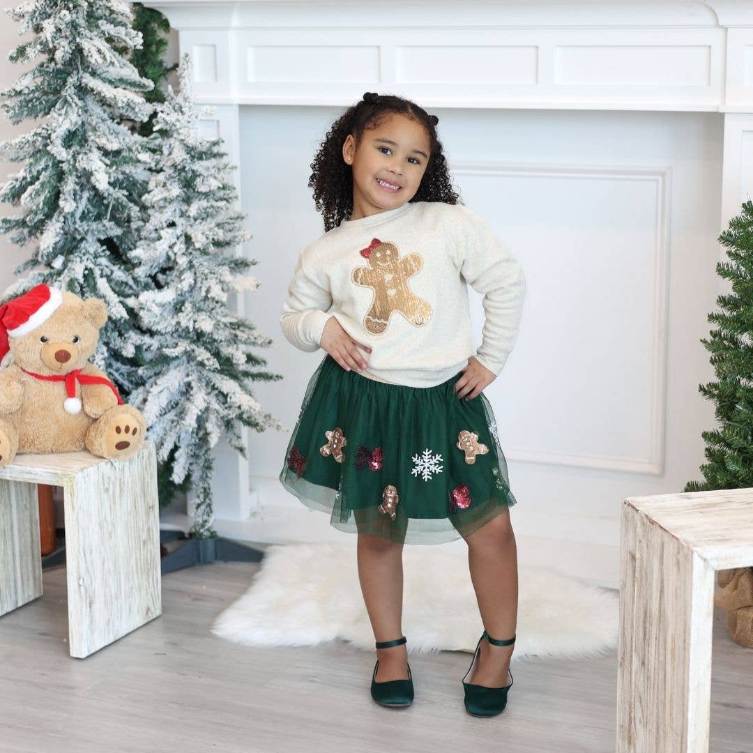 Gingerbread Joy Sequin Christmas Tutu - Kids Clothing - Sweet Wink