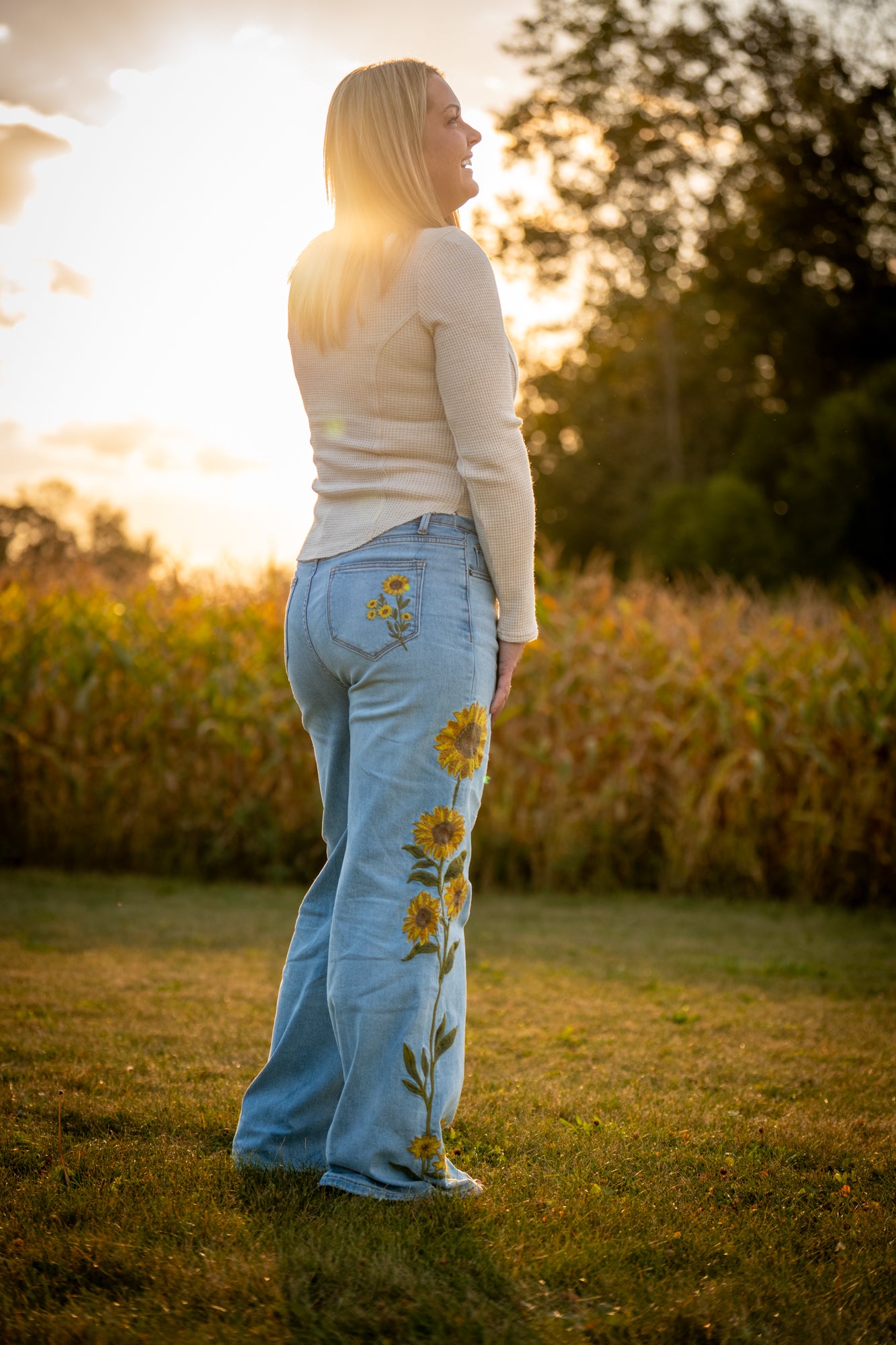 Oli & Hali Sunflower Jeans - Buttercup Lynne Boutique