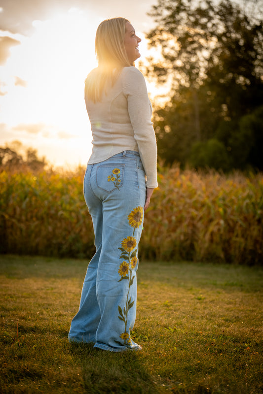 Oli & Hali Sunflower Jeans - Buttercup Lynne Boutique