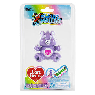 World's Smallest Care Bears Stretchies purple bear toy in clear retail packaging