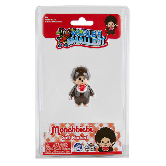 World's Smallest Monchhichi brown monkey figure in clear retail packaging