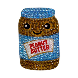 Stickerbeans peanut butter jar sticker with kawaii face and rhinestone beading
