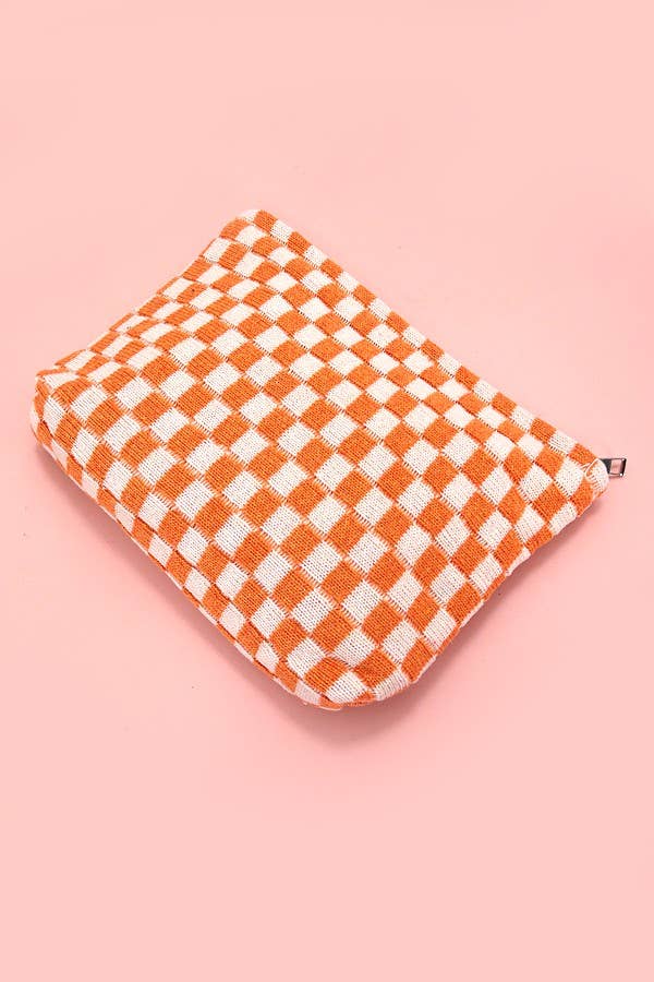 Checkered Cosmetic Makeup Pouch Clutch Bag - Buttercup Lynne Boutique