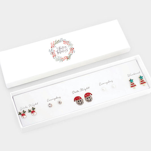 Smiley Santa Hat Earrings Gift Set - Buttercup Lynne Boutique