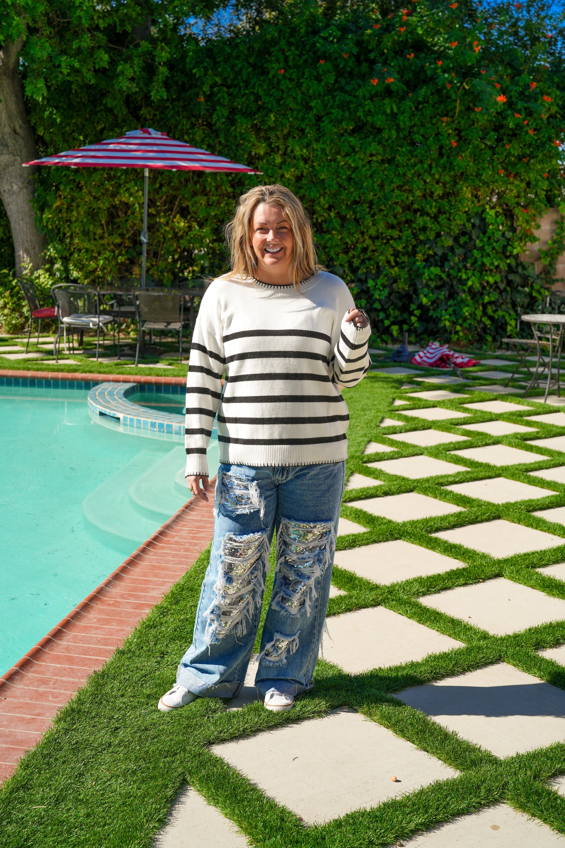 Casual And Cozy Striped Knit Top - Buttercup Lynne Boutique