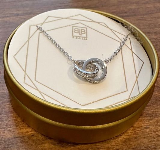 Double Trouble Pave Necklace - Silver - Buttercup Lynne Boutique