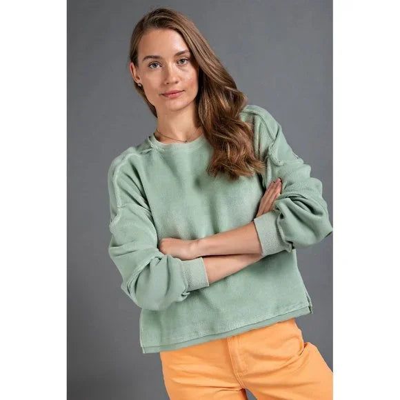 Terry Knit Boxy Pullover - Regular Size - Buttercup Lynne Boutique