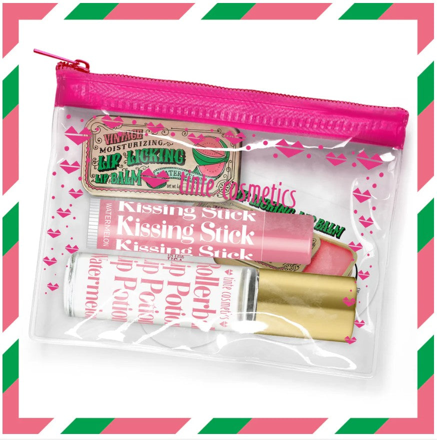 Watermelon Lip Care Trio Kit – Balm, Rollerball, Kissing Stick + Sticker Tinte Cosmetics