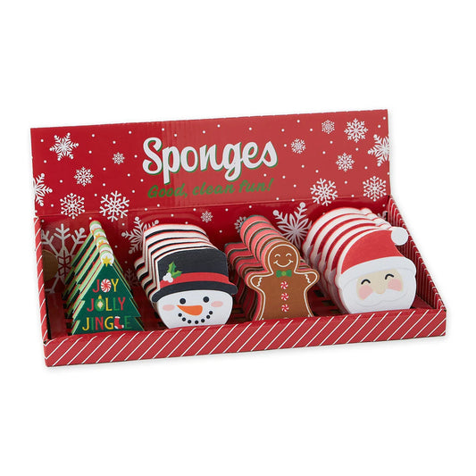 Classic Christmas Dish Sponges – Tree, Gingerbread, Santa & Snowman