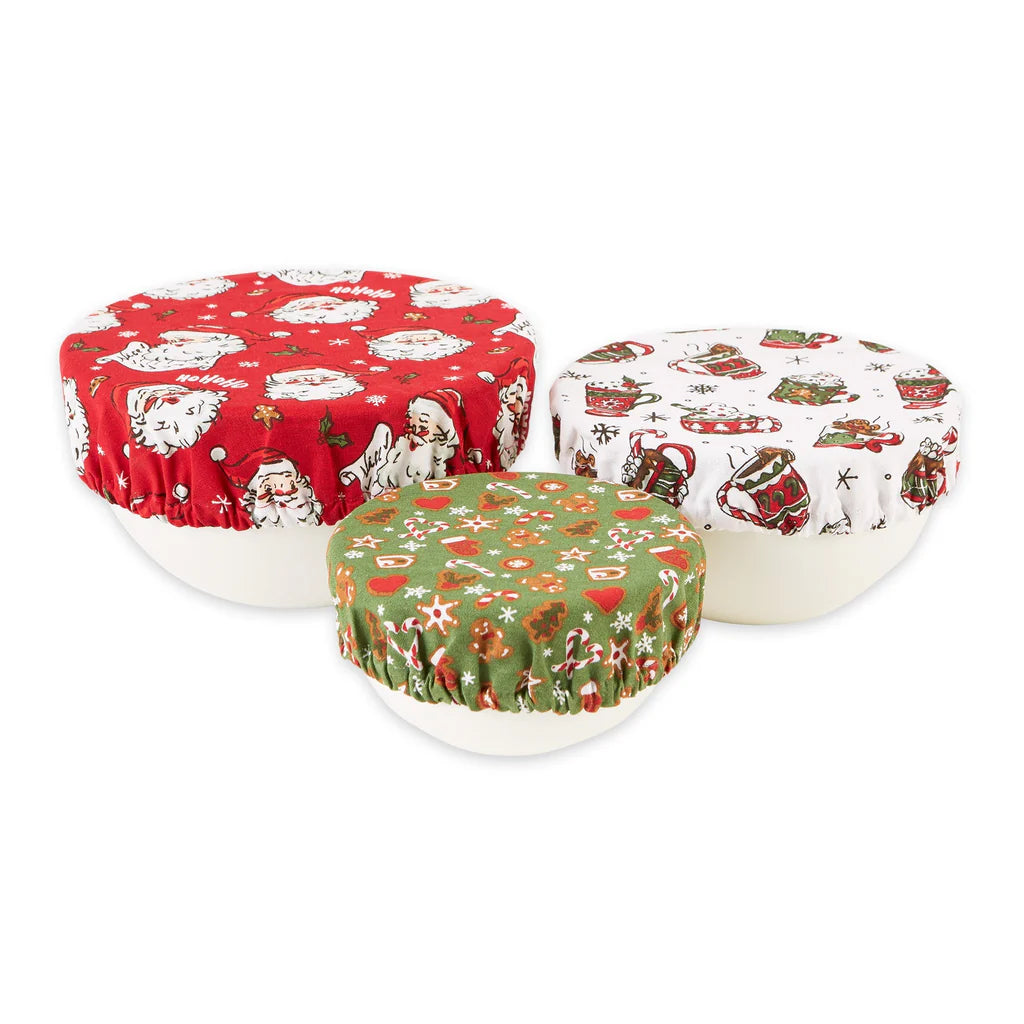 Holly Jolly Reusable Dish Covers - Set of 3