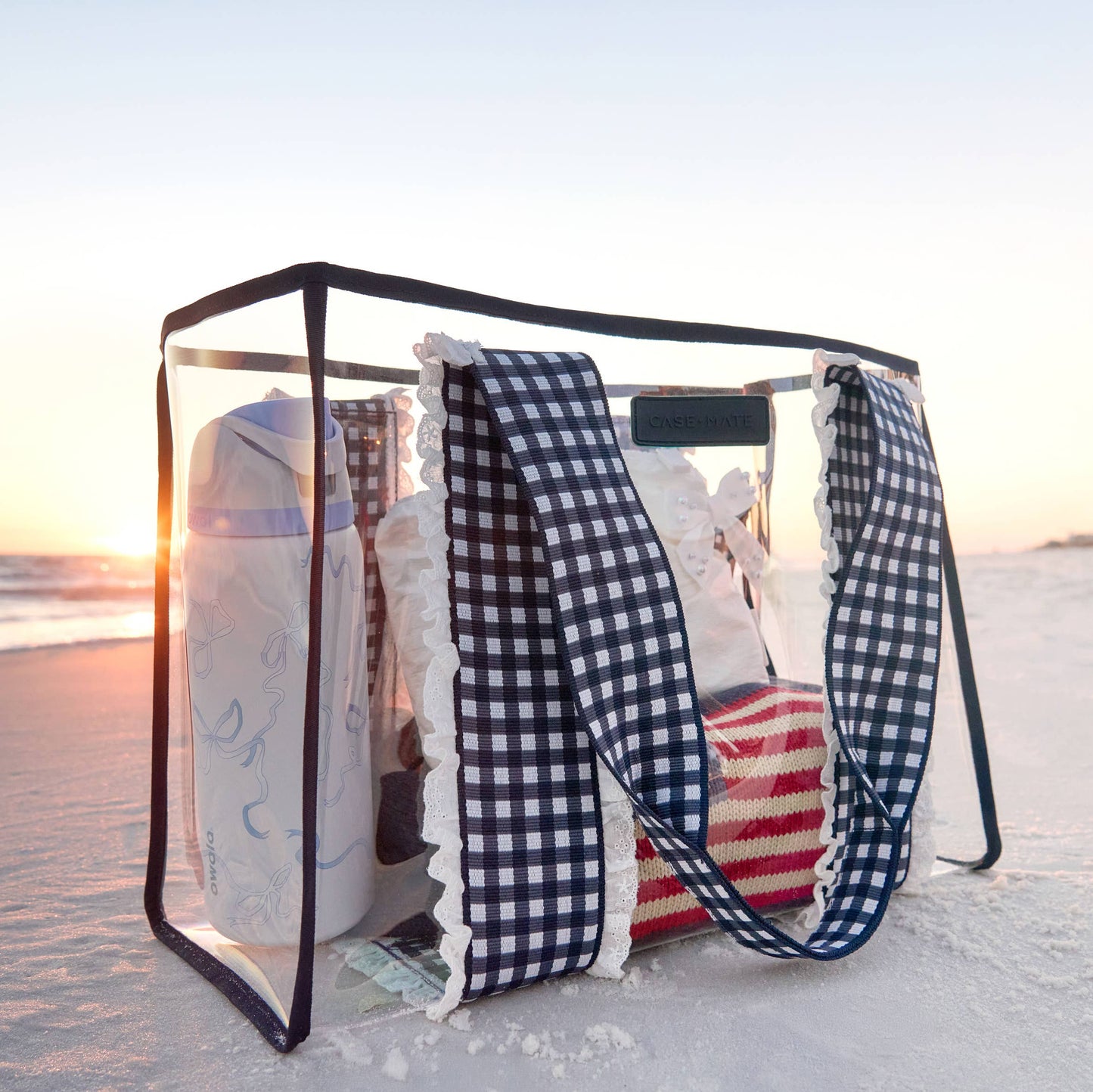Case-Mate Navy Gingham Jelly Tote – Clear Travel & Beach Bag