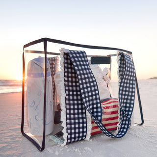 Case-Mate Navy Gingham Jelly Tote – Clear Travel & Beach Bag