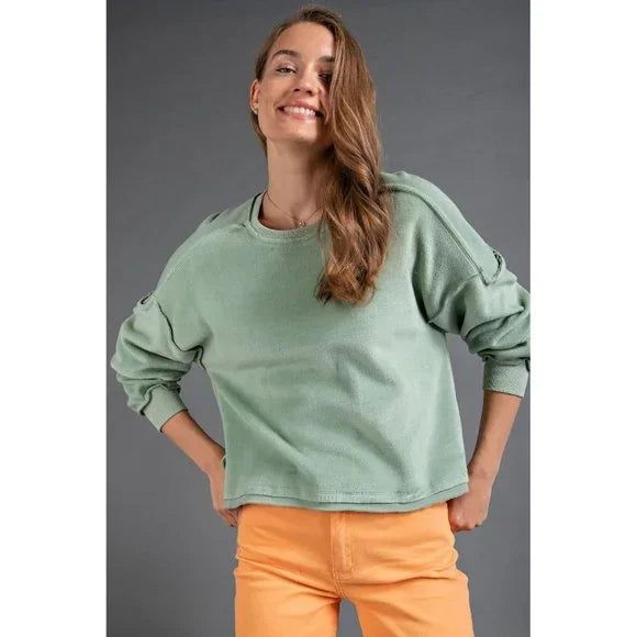 Terry Knit Boxy Pullover - Regular Size - Buttercup Lynne Boutique