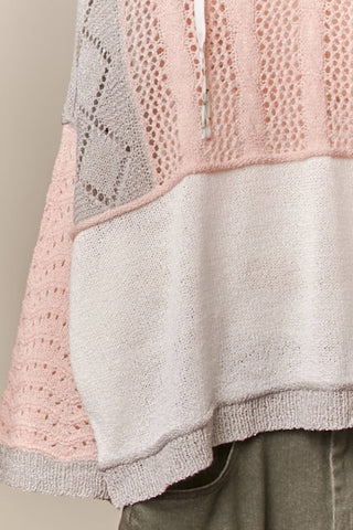Mello - Cozy Daydream Colorblock Crochet Knit Hoodie