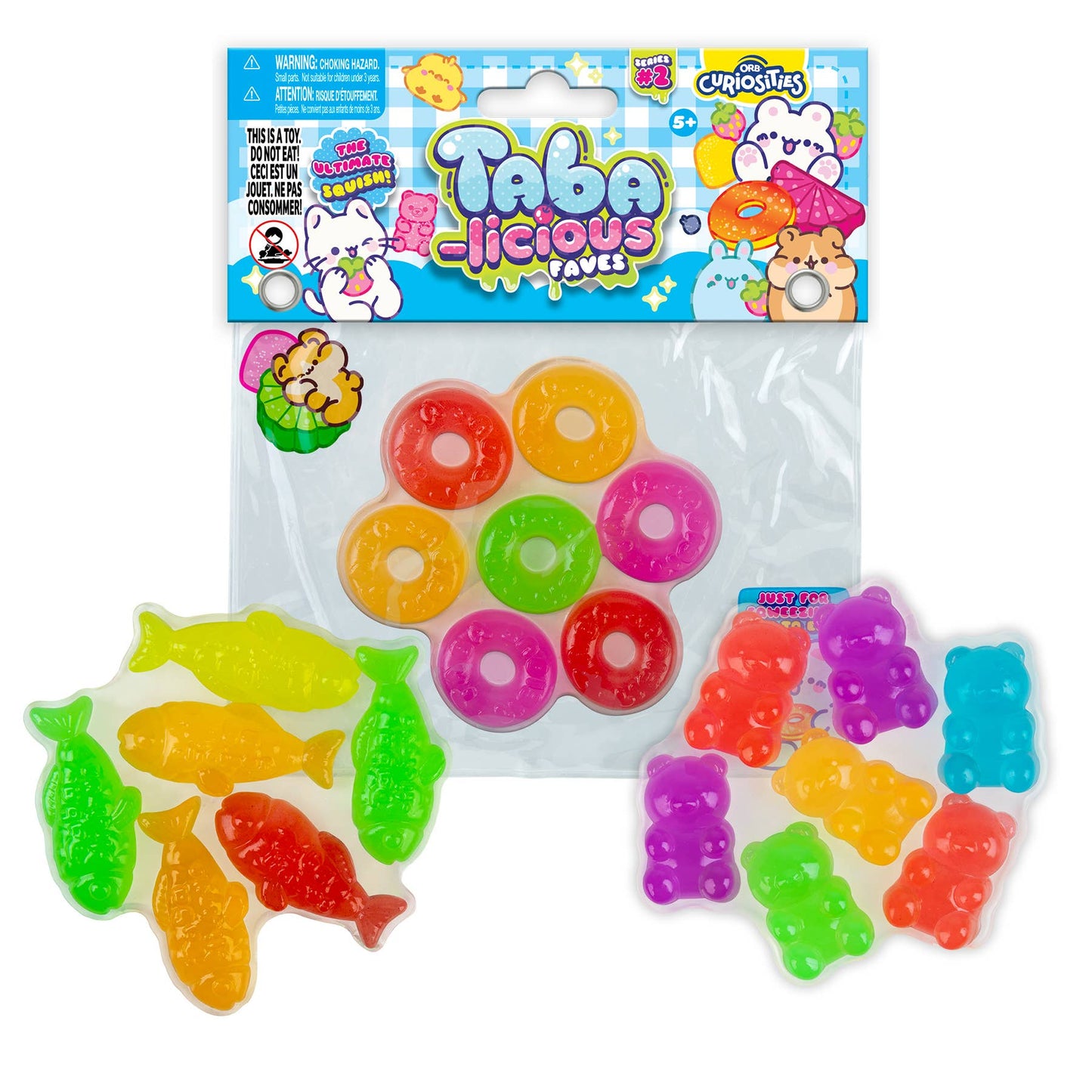 Colorful gummy candies with 'Taba Licious' packaging on a white background