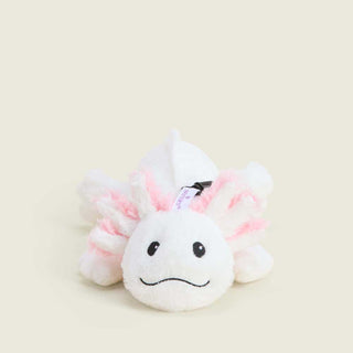 Warmies Axolotl Bag Charm plush toy, white and pink fluffy stuffed animal