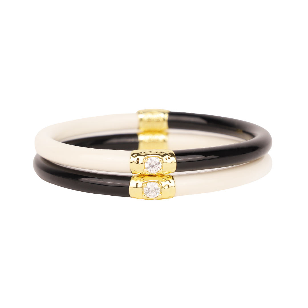 BuDhaGirl Black/Ivory Yin & Yang All Weather Bangles - Buttercup Lynne Boutique