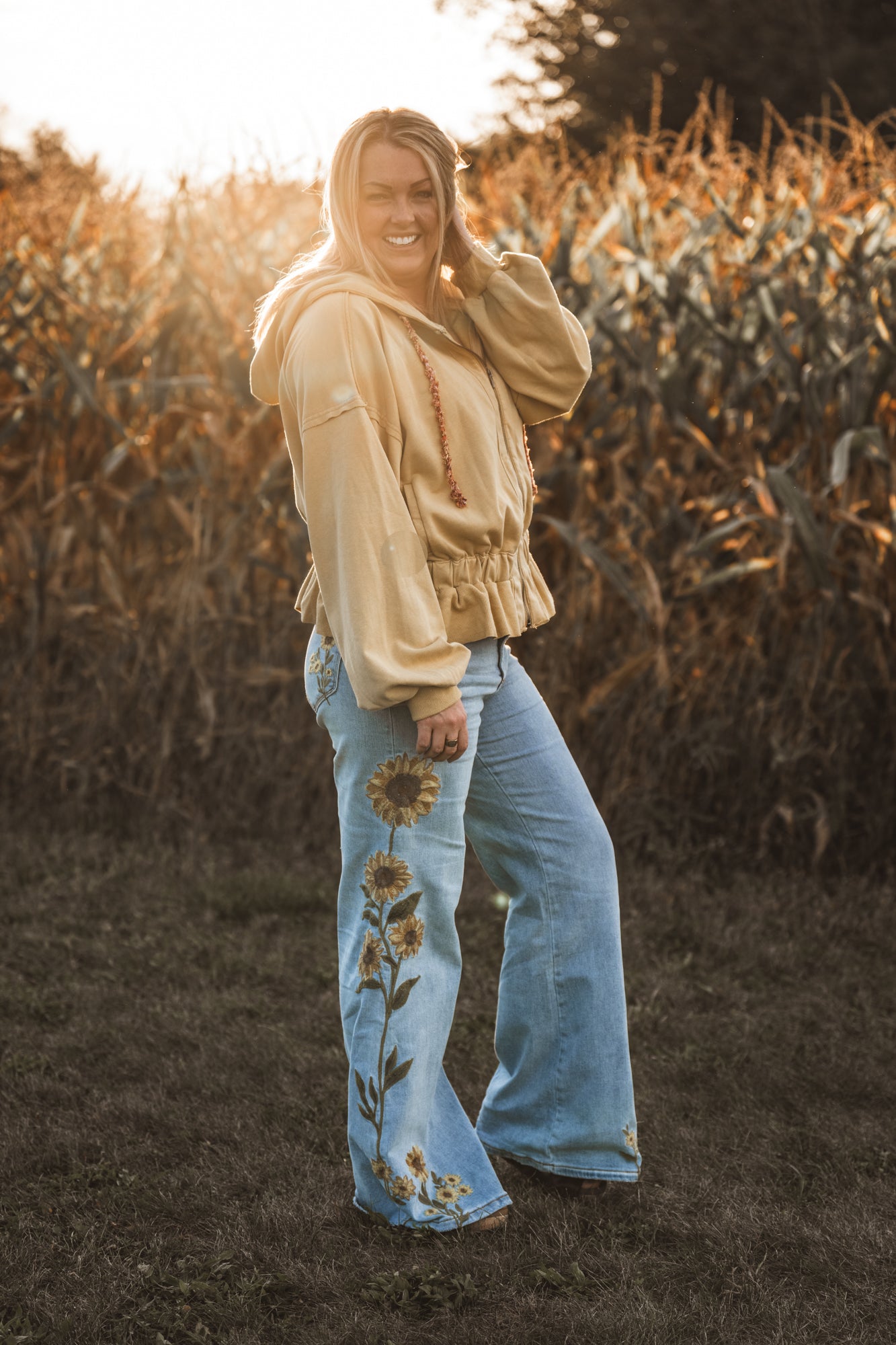 Oli & Hali Sunflower Jeans - Buttercup Lynne Boutique