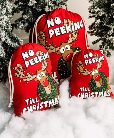 No Peeking Reusable Christmas Gift Bag – Festive Cotton by Lazy One