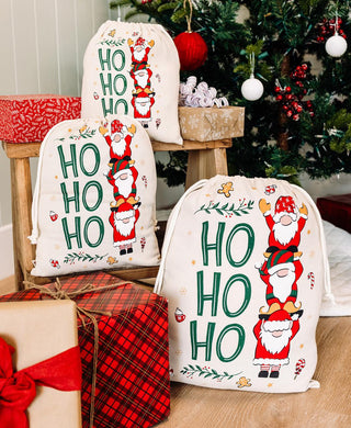 Christmas Gnomes Reusable Gift Bag – Festive Cotton by Lazy One
