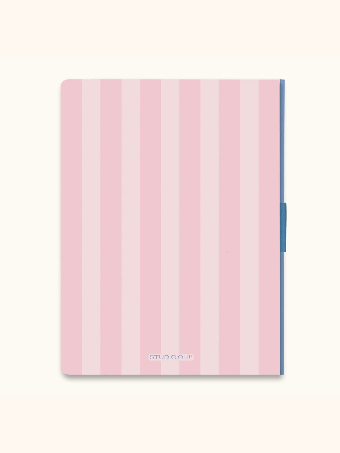 Pink striped notebook with blue phone loop by Studio Oh