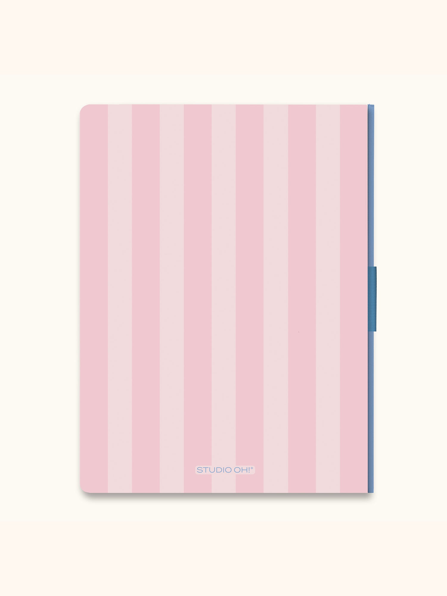 Pink striped notebook with blue phone loop by Studio Oh