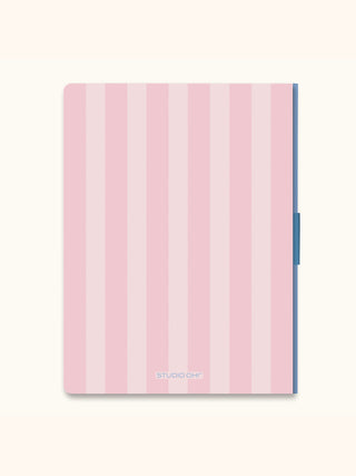 Pink striped notebook with blue phone loop by Studio Oh