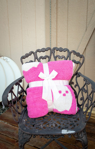 Bella Boo's Pink Ghost Throw Blanket - Buttercup Lynne Boutique