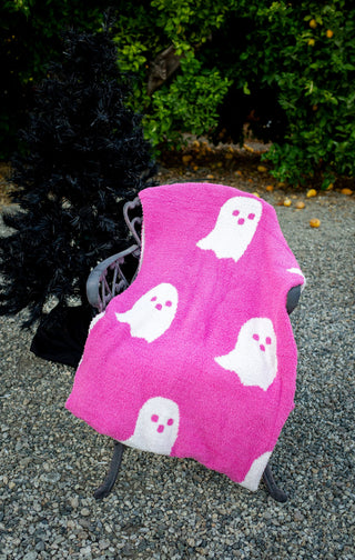 Bella Boo's Pink Ghost Throw Blanket - Buttercup Lynne Boutique
