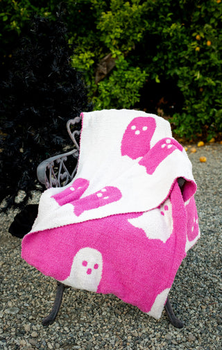 Bella Boo's Pink Ghost Throw Blanket - Buttercup Lynne Boutique
