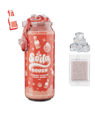 Cola Craze Soda Dough red soda can with pink dough and bead mix-ins