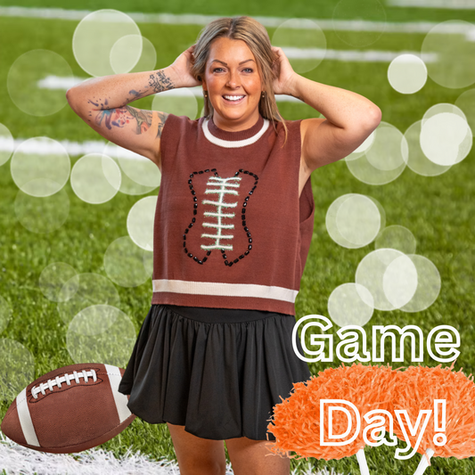 Queen of Sparkles - Brown Football Sweater Vest
