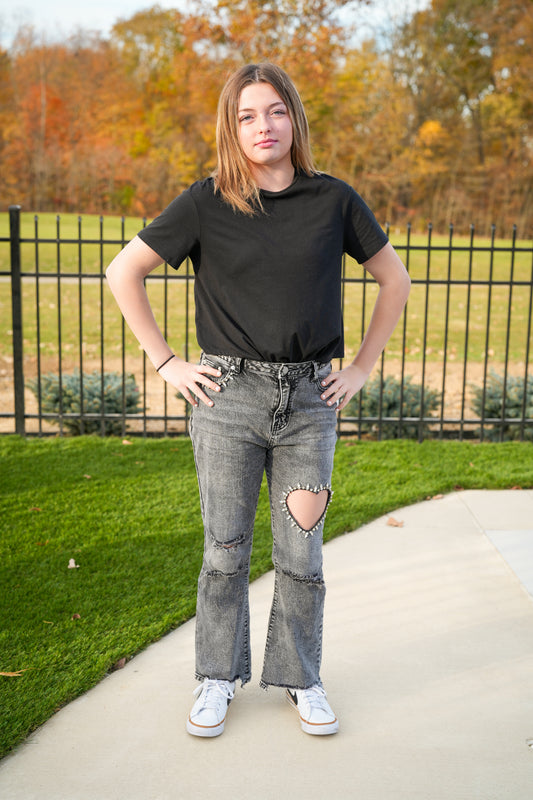 On My Heart Cut Out Denim Jeans - Buttercup Lynne Boutique