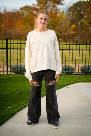 Shine Bright Cut Out Front Rhinestone Jeans - Buttercup Lynne Boutique