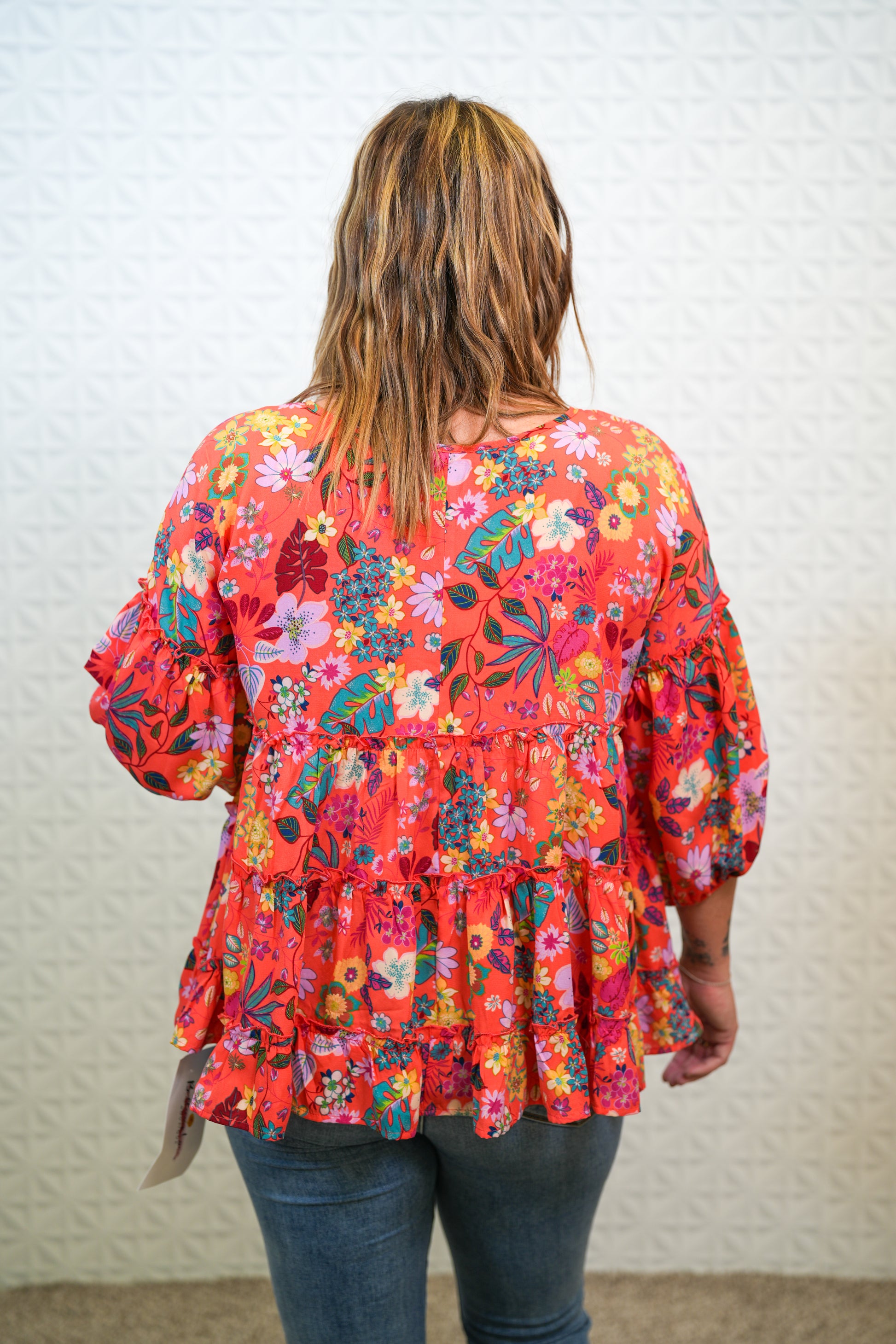 Tropical Coral Babydoll Top - Regular and Curvy - Buttercup Lynne Boutique