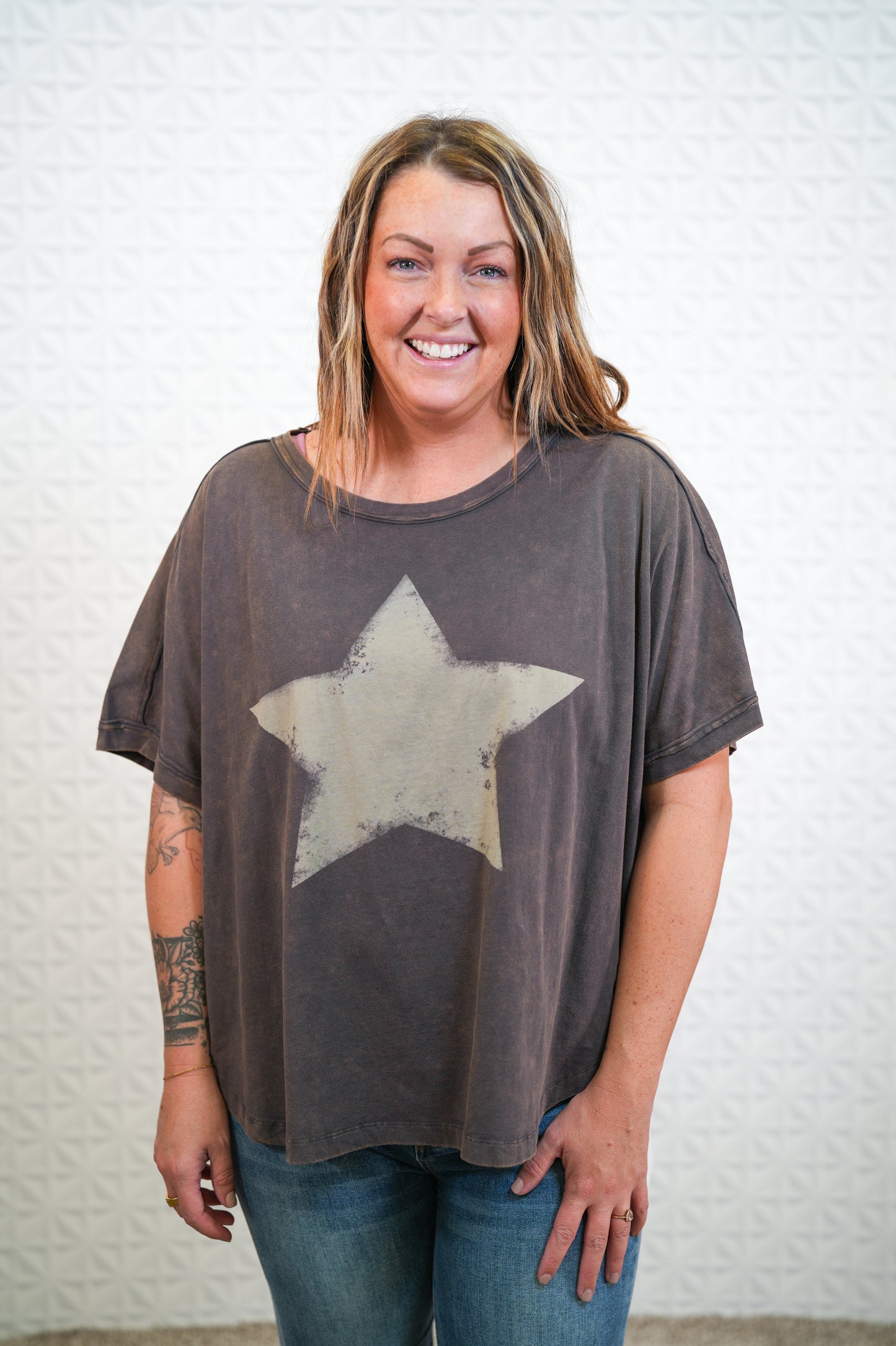Star Mineral Washed Top - Regular and Plus - Buttercup Lynne Boutique