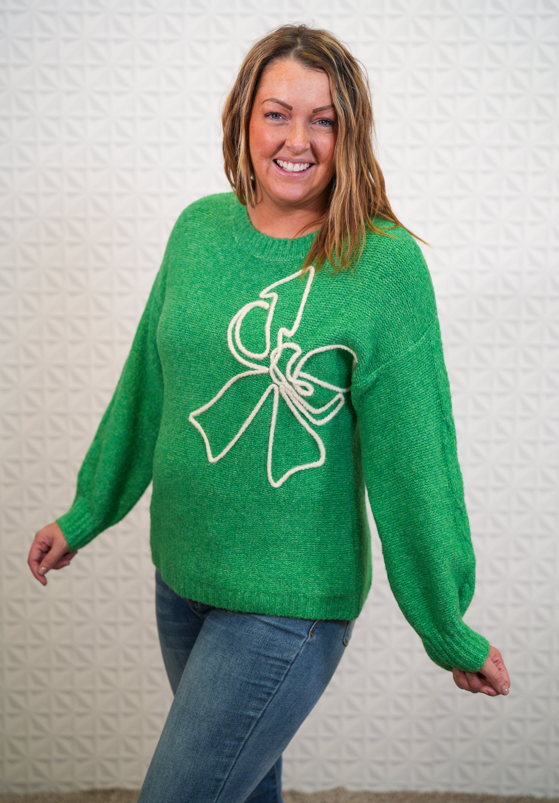 C'est Bow Embroidered Sweater - Buttercup Lynne Boutique
