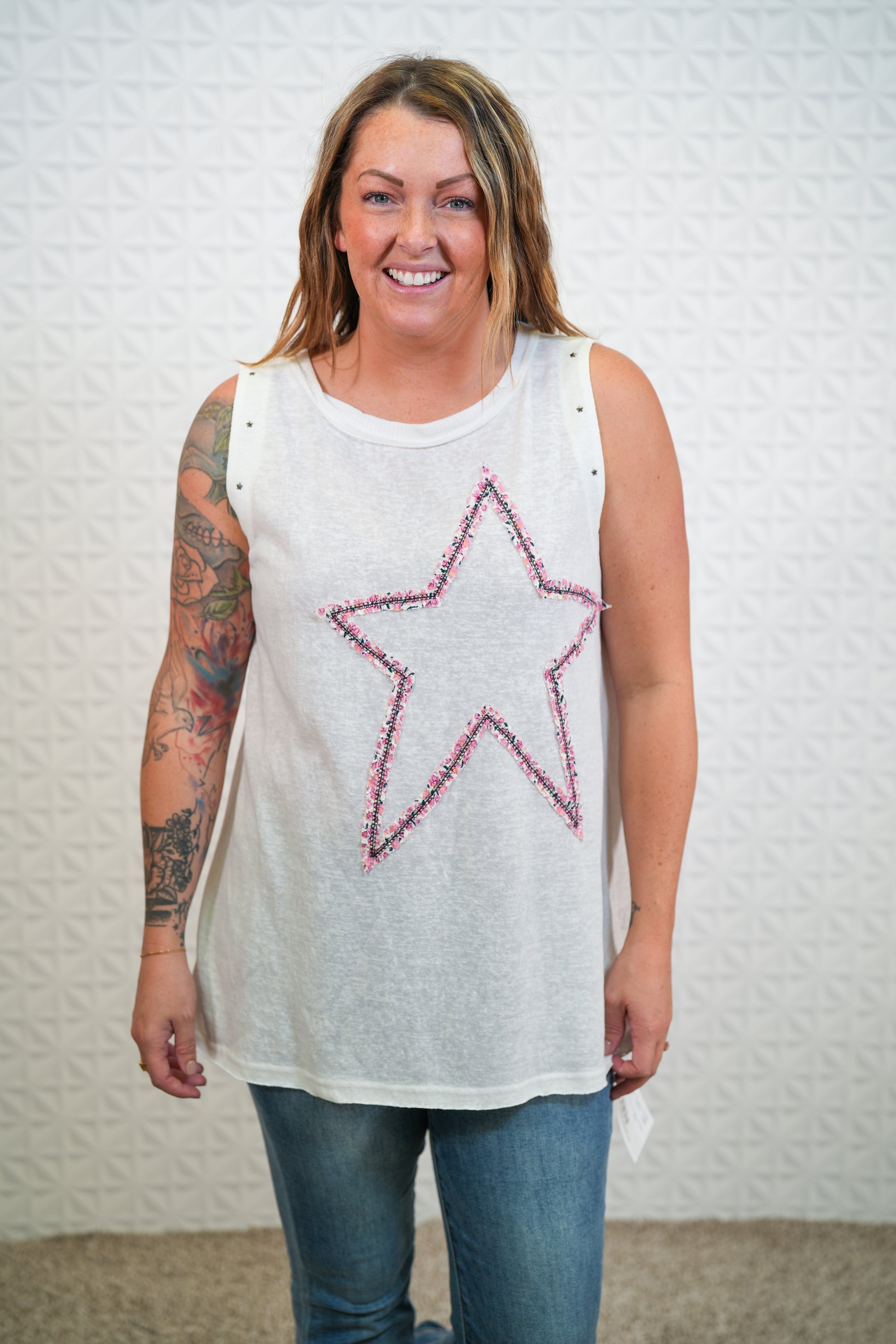 Star Studded Sleeveless Tunic - Buttercup Lynne Boutique