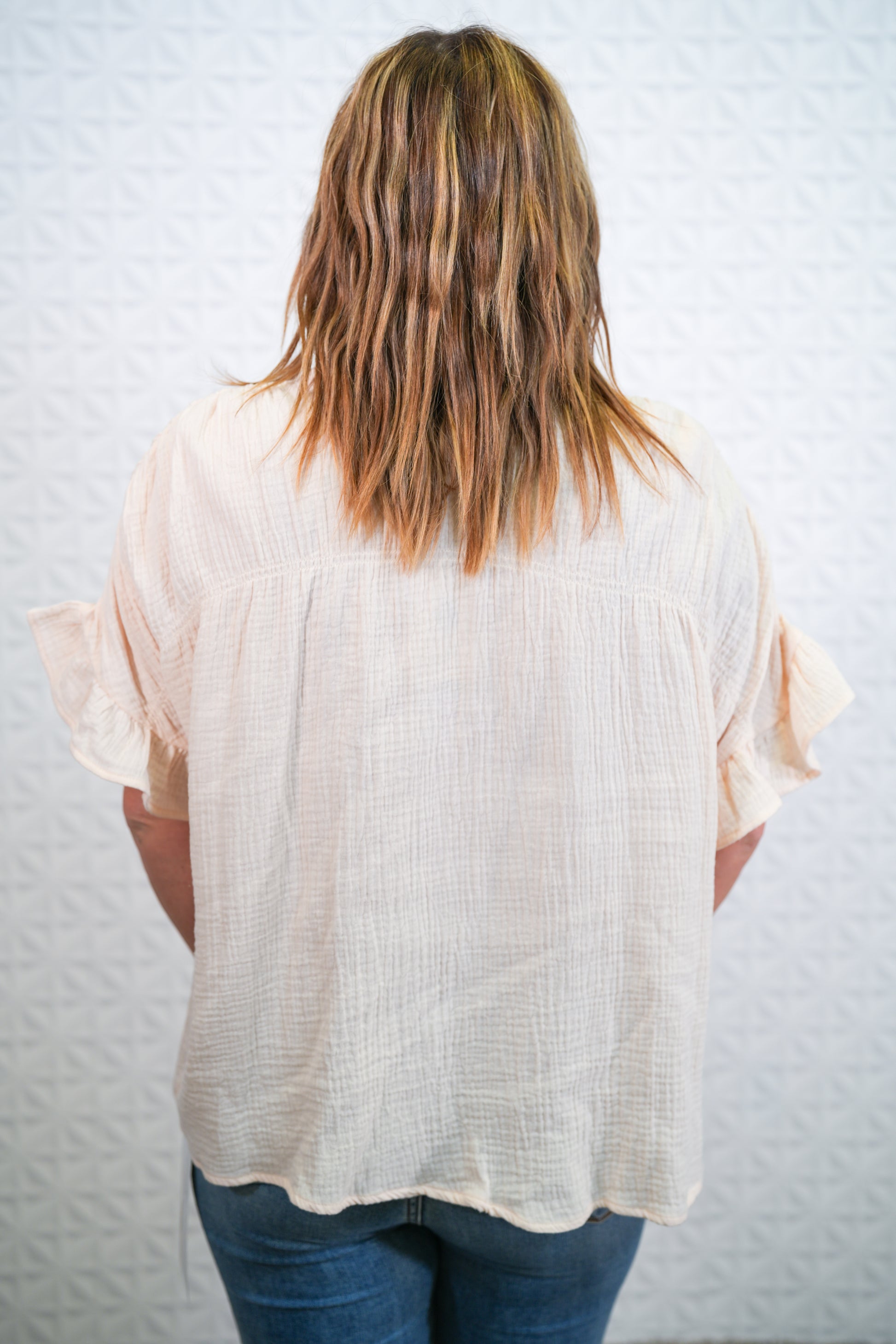 Cotton Gauze Top with Wing Sleeves in Ivory - Buttercup Lynne Boutique